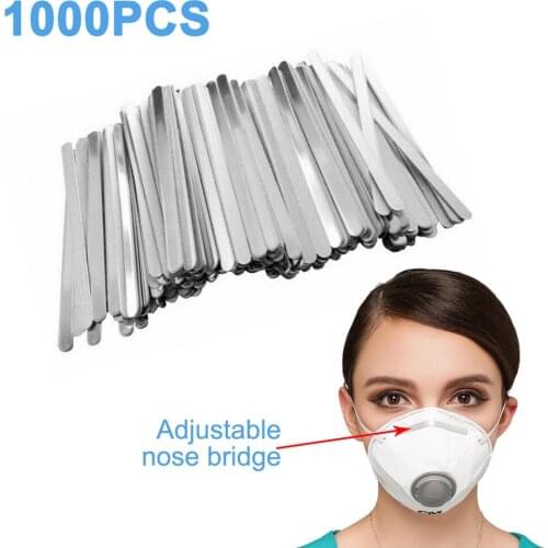 1000pcs 0.5x10cm Metal Aluminum Strip with Nose Wire Rod for DIY Mask Adjustable Elastic Single Core Nose Clip Masks Accessories
