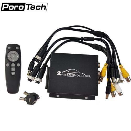 Newest 2CH MINI mobile dvr Real-time HD 1080P 2 Channel SD DVR support 128GB/CVBS/AHD 5.0MP mini vehicle DVR with remote control