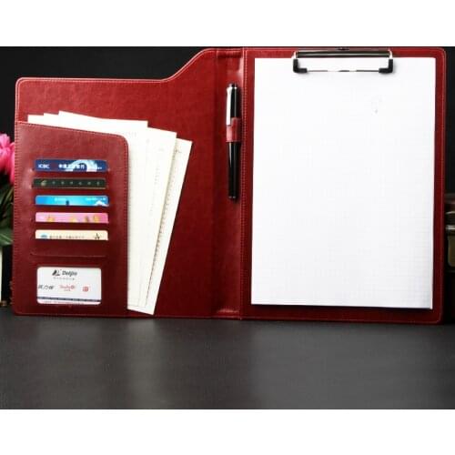 Creative Portable Portfolio Presentation File Folder Business Contracts Conference Folder Black Brown PU Leather A4 Padfolio