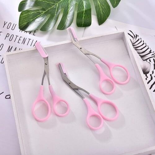 New 1 Pcs Beauty Trimmer Eyebrow Scissors Comb Eyelash Hair Scissors Clips Shaping Eyebrow Razor Grooming Wenk Trimmer