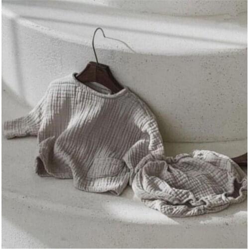 2021 Autumn New Baby Clothes Set Casual Loose T-shirt Top And Shorts Cotton And Linen Two-piece Suit