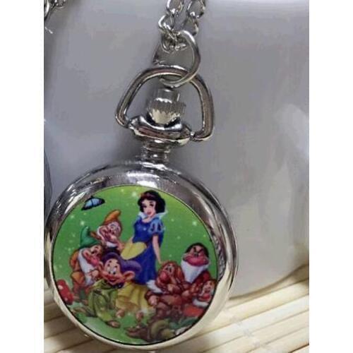 New Arrivals The Snow Queen Princess Silver Glass Dome Design Quartz Pocket Watch Necklace Men Women Kids Gift