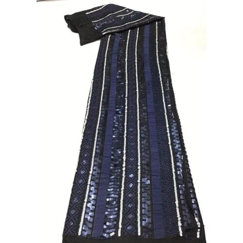 Strip Sequins Lace Latest African Fabric JRB-15.52401 Nigerian French Lace Fabric With Line for Party Dress