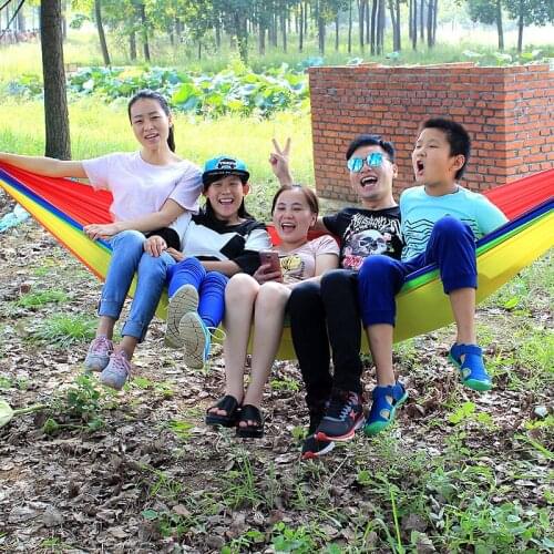 Rainbow Outdoor double Hammock Portable Parachute Cloth 2 Person Garden Hanging Chair Sleeping Travel Swing Hamac