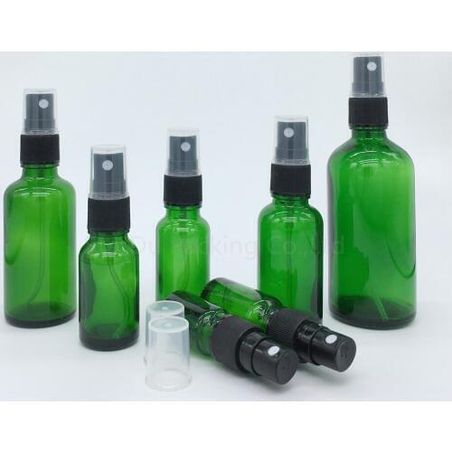 10PCS Green Glass Empty Perfume Spray Bottle 5ml 10ml 15ml 20ml 30ml 50ml 100ml Fine Mist Atomizer Refillable Bottles Vial