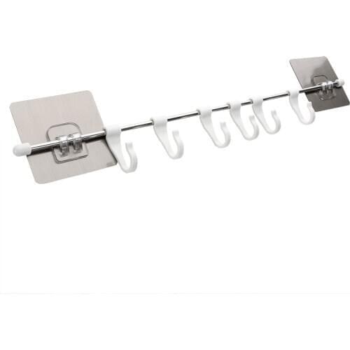 Cupboard 6 Hooks for kitchen Home Organizer Storage Rack Strong Self Adhesive Pantry Chest Tools Kitchen Gadgets Towels Hanger