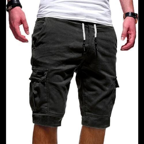 2019 New Arrival Mens Knee Length Solid Cargo Shorts Men Black Green Casual Men Short Cotton Loose Shorts Male Thin Shorts