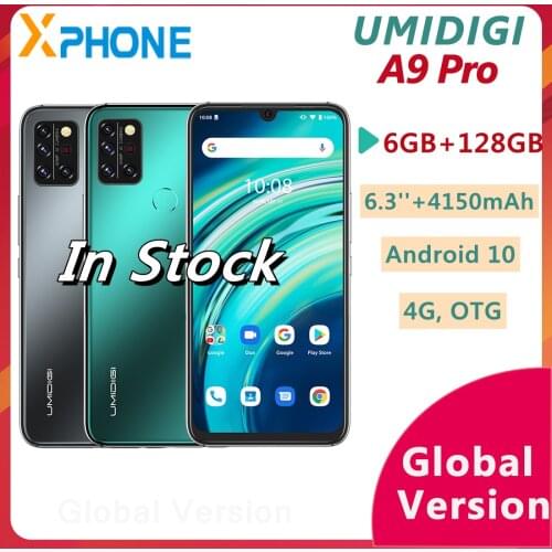 UMIDIGI A9 Pro 6GB 128GB 48MP Quad Back Cameras 4150mAh 6.3 inch Android 10 Helio P60 Octa Core 6.3inch Smartphone