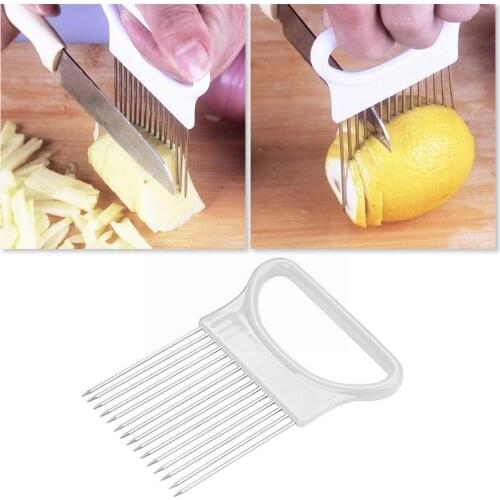 Steel Onion Needle Onion Fork Vegetables Fruit Slicer Holder Tomato Cutter Cutting Kitchen Tools Safe Accessories Aid D2W7