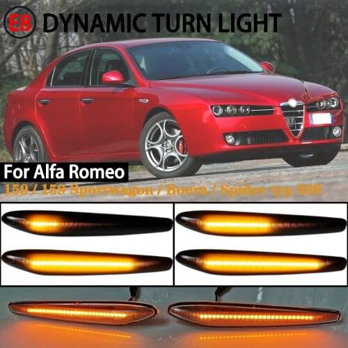 2Pcs LED Dynamic Side Marker Lights Turn Signal Blinker Lamps For Alfa Romeo 159/159 Sportwagon/Boera/Spider typ 939