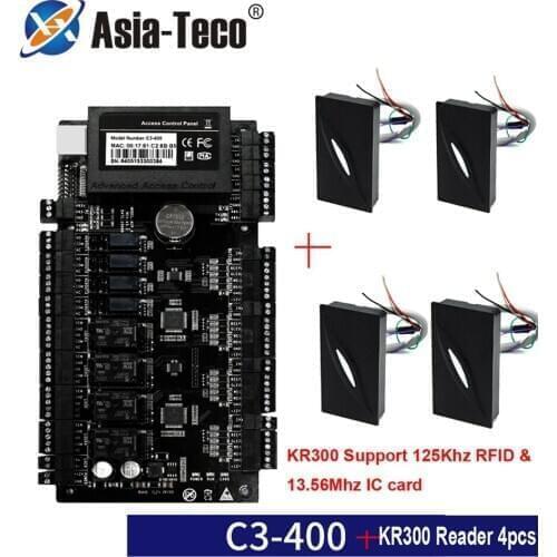 TCP/IP RS485 Communication IP-based Door Access Control Panel 4pcs NFC KR300 Reader Advanced Access Control Wiegand 26 34 C3-400