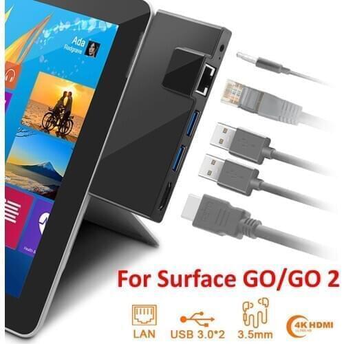 USB C HUB for Microsoft Surface Go/GO 2 USB 3.0 to HDMI RJ45 3.5mm Audio Adapter Dock Multi USB-C Hub Ethernet USB3.0 Splitter