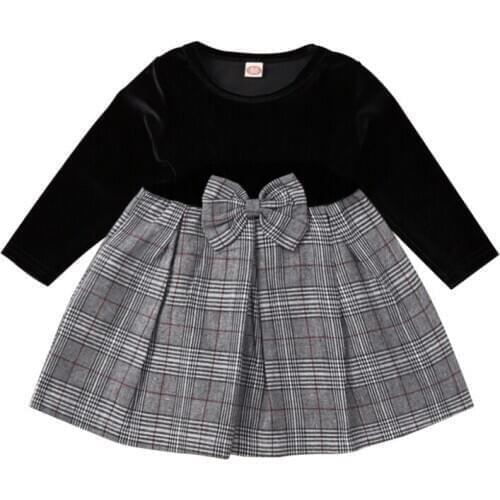 Spring Baby Clothes Sweet Dresses For Girls Baby Girl Black Long Sleeve Dresses Toddler Infant Fashion Princess Dress Clothing