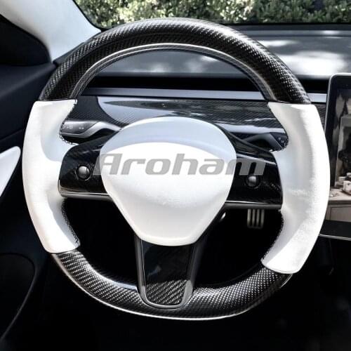 High Quality Carbon Fiber Steering Wheel Customized With Leather Customized For Tesla Model 3 2017 2018 2019 2020 2021