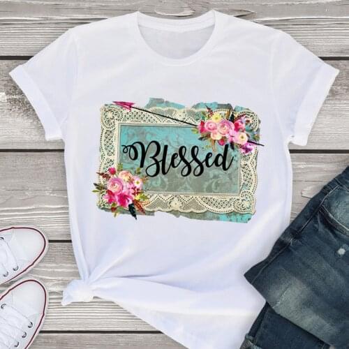Women Sweet Flower Arrow Letters Cute Printed Short Sleeve Summer Lady WomensT-Shirt Shirt Tees Clothing Tops Lovely T Shirt