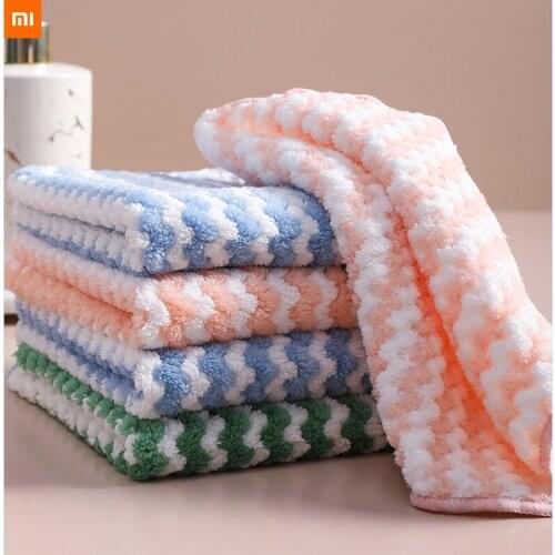 1pcs/6pcs Xiaomi Kitchen dishcloth Thickened waved dish cloth rag absorbent non stick oil household dry wet dual purpose towel