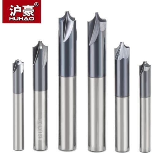 HUHAO 1PC Solid Carbide Arc R Angle End Mill 2 and 4 Flutes CNC Milling Cutter Anti-R Chamfering Router Bit For Alloy Steel