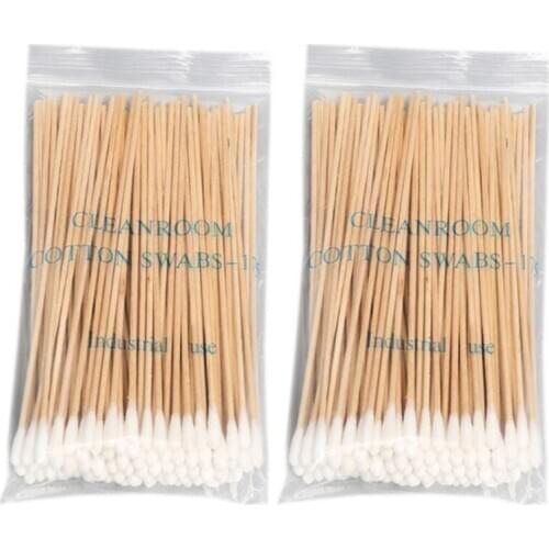 100/200Pcs 6 Inch Long Wooden Handle Cotton Swabs Single-Head Cleaning Sterile Sticks Applicator for Wound Clean Oil Makeup G99E