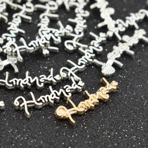 100Pcs/lot 1.7x0.6cm Alloy Metal Handmade Letter Labels Tags For Garment Bags DIY Sewing Accessories Decoration