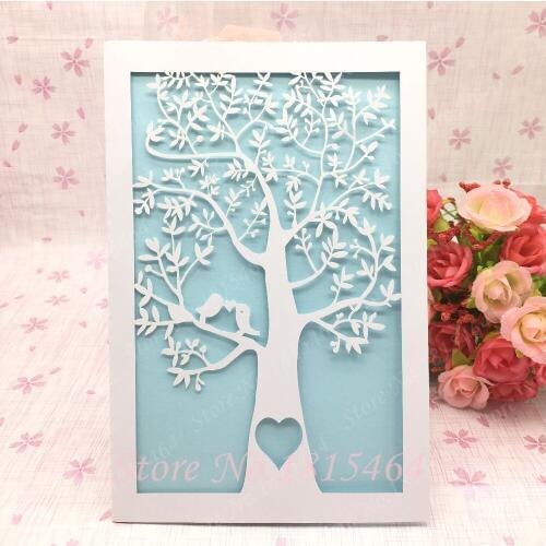 30pcs Wedding Invitation Cards Laser Cut Hollow Love Heart Tree Wedding Party Decoration Paper Craft Wedding Invitation Cards