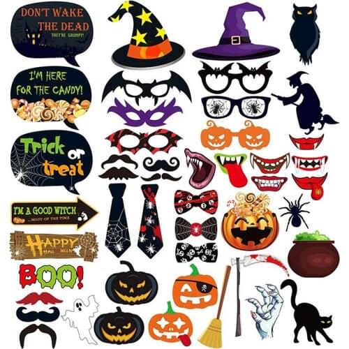 47Pcs Halloween Glasses Horns Clown Spider Pumpkin Glasses Halloween Party Photo Prop Decors Hoilday Funny Sunglasses Supplies