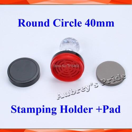 5Pcs 40mm Round Circle Diameter Stamp Shell Holder +Rubber Pad Photosensitive Portrait Flash Selfinking Stamping Making Seal