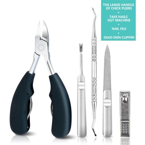 5Pcs Professional Pedicure Tools Kit Nail Clippers Ingrown Trimmer Toenail Cutters Manicure Corrector Fixer Foot Care pedicura