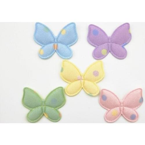 50Pcs/LOT 3.2*2.5CM Padded Cloth Butterfly Appliques For DIY Hat Clothes Leggings Sewing Supplies Headwear Decor Patches