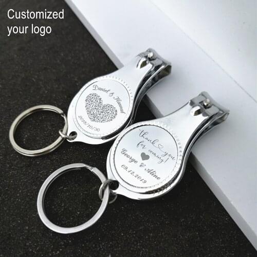 50Pcs Personalized Wedding Souvenirs For Guests Customized Wedding Favors Multifunctional Wine Opener/Keychain/Nail Clippers