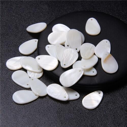 Water Drop Shape Shell Beads Natural Mother of Pearl Shell Oval Shell Charms Slice Beads for Jewelry Necklace Earrings Making