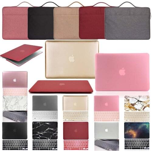For Apple MacBook Air Pro Retina 11 12 13 15 Inch Laptop Case + Keyboard Cover + Laptop Bag with Solid Color, Patterns Series
