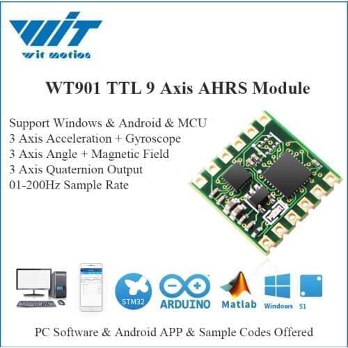 WitMotion WT901 TTL & I2C 9 Axis Sensor Digital Angle + Accelerometer + Gyroscope + Electronic Compass MPU9250 on PC/Android/MCU
