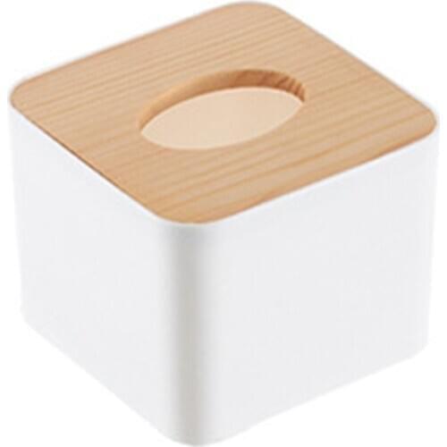 Square Tissue Box Tissue Box with Wooden Lid Household Removable Mini Wooden Tissue Box