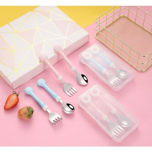 Baby Gadgets Tableware Set Children Utensil Stainless Steel Toddler Dinnerware Cutlery Lollipop Infant Food Feeding Spoon Fork