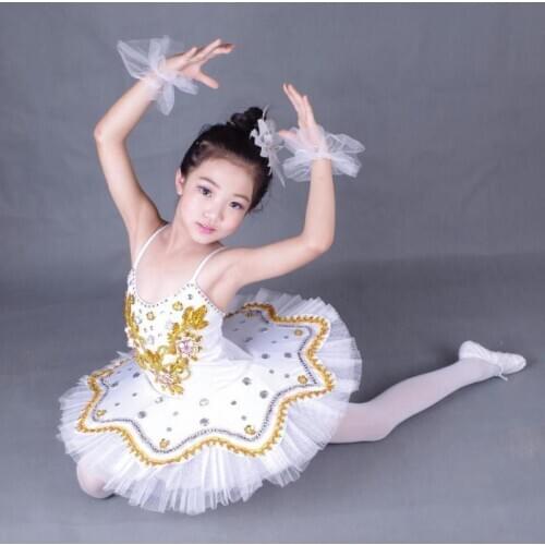 Girl Professional Ballerina Tutu Dance Dress Child Sequins White Swan Lake Tutu Costume Ballet Clothes for Kids Dress for Ballet