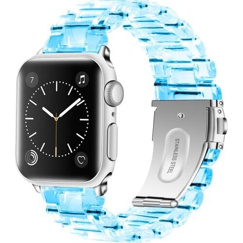 For apple watch band series 5 4 44mm 40mm strap for iwatch bands 3 42mm 38mm correa Transparent Link bracelet smart watchbands