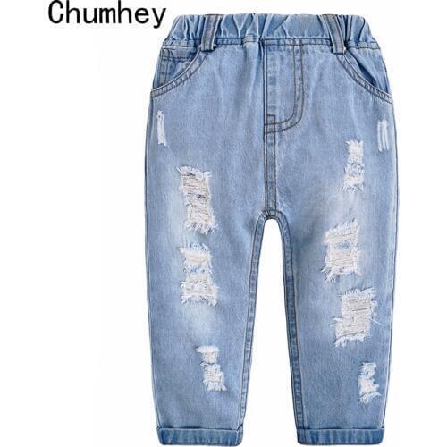 Chumhey 1-7T Kids Jeans Top Quality Spring Children Pants Boys Girls Denim Trousers broken hole Child Clothing Boys Clothes