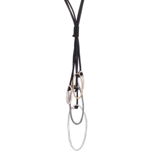 ELOYHI Women Necklace Simple Round Double Color Knotted by hand Rope Statement Necklaces Pendants Vintage Jewelry Long Necklace