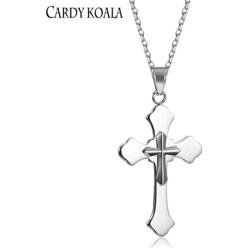 European and American style hip-hop titanium steel necklace pendant cross male pendant couple necklace religious stainless steel