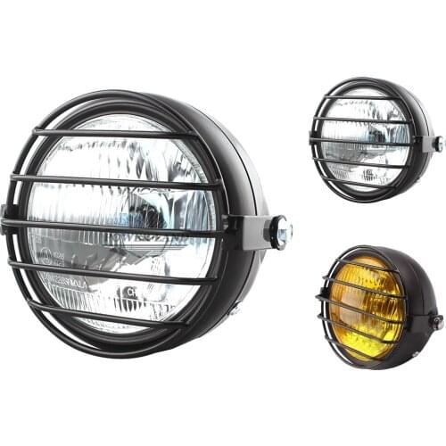 Retro Motorcycle Headlight with Grille Cover for CG125 GN125 High performance correct curved lens Head light with grill cover