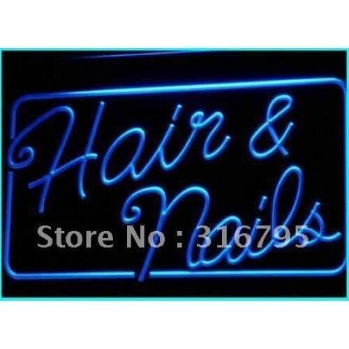I322 OPEN Hair & Nails Beauty Salon LED Neon Light Light Signs On/Off Switch 20+ Colors 5 Sizes