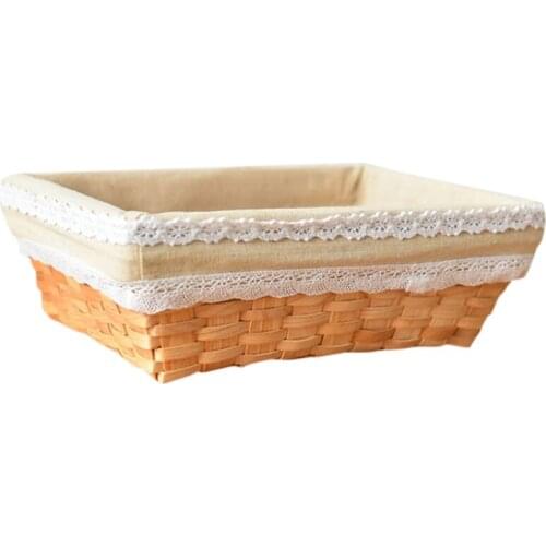 Box Storage Basket Desktop Wood Chip Woven Storage Basket Cosmetics Sundries Snack Storage Box