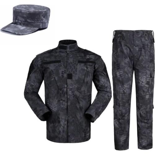 Army Uniform Mens Sets Black Camouflage ACU Military Uiforms With Tactical Mesh Baseball Cap
