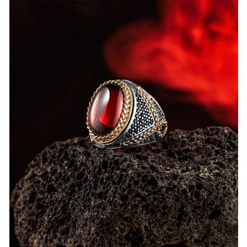 925 Sterling Silver Agate Rings Red Agate Stone Side Micro Stone Master Hand Rings For Daily Collocation Fashion Jewelry Ring