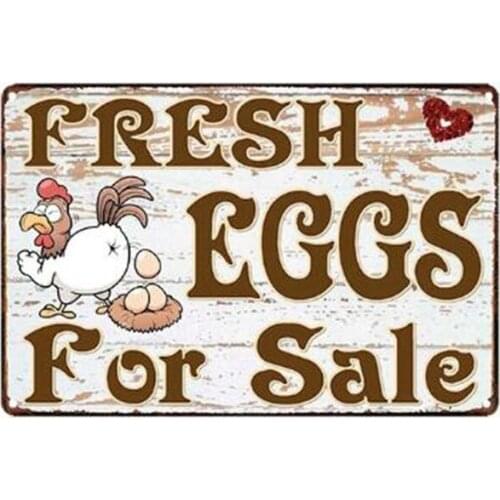 Chicken Egg Shabby Chic Poste Tin Signs Metal Plate Farm Fresh Eggs Metal Tinplate Sign Poster 8x12 Inch