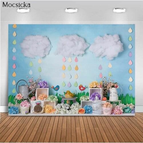 Mocsicka Baby Shower Background Bird Rainy Day Background Decoration Style Newborn Baby Photo Background Photography Studio