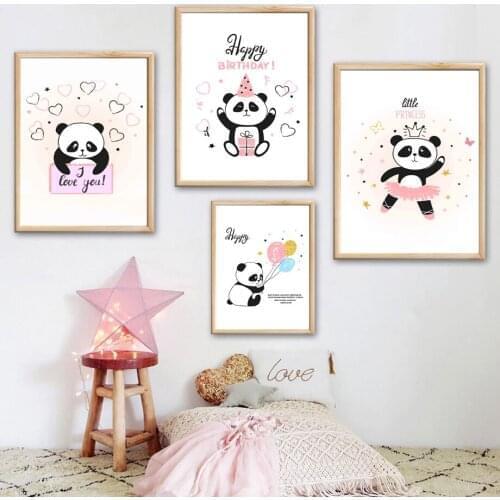 Cartoon Panda Bubble Numbers Animals Wall Art Canvas Painting Nordic Posters And Prints Wall Pictures Kids Room Nursery Decor