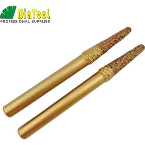 DIATOOL 2pcs 8-4/30mm CNC Vaccum Brazed Diamond Engraving Bits Taper Ball-end Cutter Carving Tools Rotary Burrs