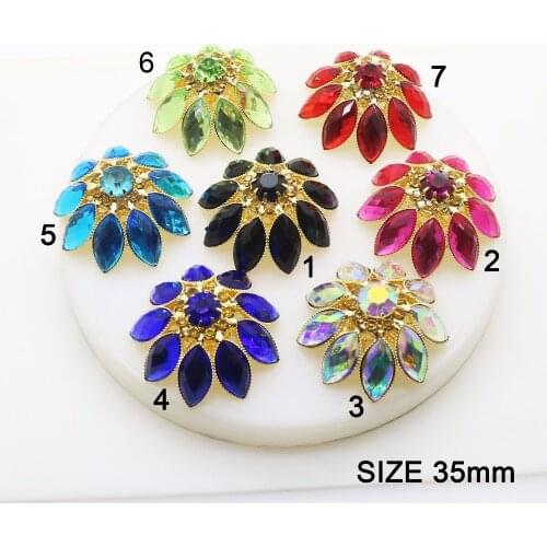New hot 5pcs 35mm flower Diy Clothing Accessories Rhinestone Acrylic Plate Wedding Invitation jewelry Accessories decoration