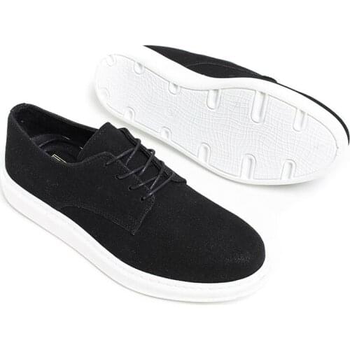 Chekich Shoes for Men Suede Black Faux Leather Spring and Fall Seasons Lace Up Classic Wedding Business Suits Wear Fashion Solid White Outsole Casual Male Sneakers Air Comfortable Flexible Oxford Daily CH003 V6